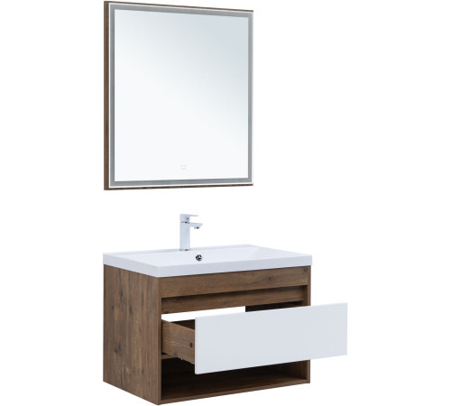 Тумба под раковину Aquanet Тренд 75 дуб рустикальный/белый сатин