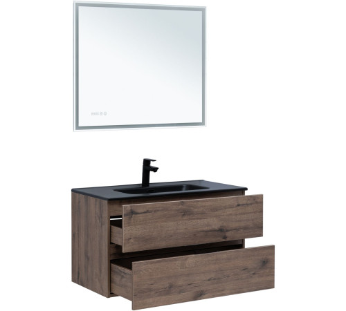 Тумба под раковину Aquanet Алвита New 90 2 ящика, дуб веллингтон табак