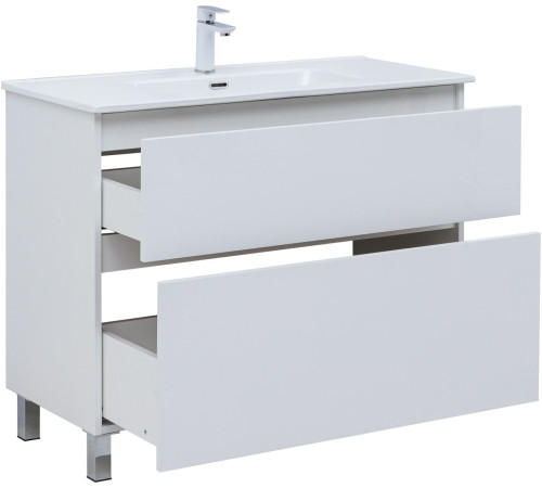 Тумба под раковину Aquanet Вега 100 напольная, белый глянец