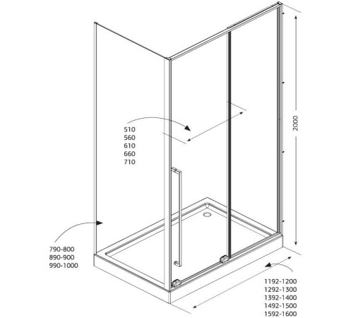 Душевой уголок Allen Brau Fantasy 130x100 3.11007.31 + 3.11014.31 черный матовый