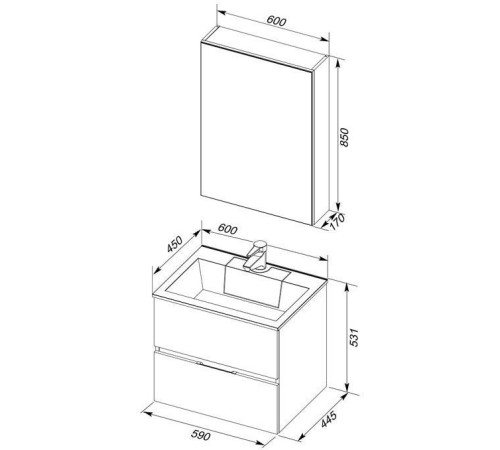 Мебель для ванной Aquanet Алвита 60 серый антрацит