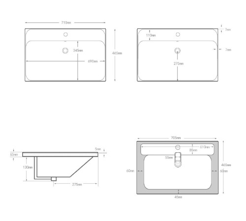 Раковина Aquanet Flash 70