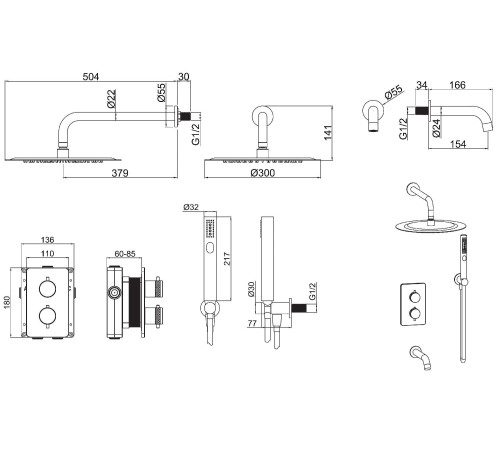 Душевой комплект Allen Brau Priority 5.31014-BN (с внутренней частью, 3 выхода) никель браш