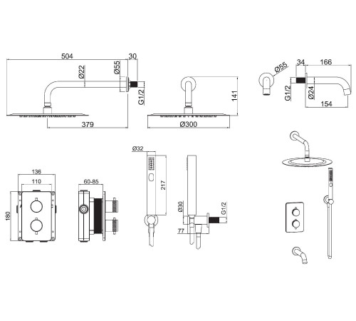 Душевой комплект Allen Brau Priority 5.31014-00 (с внутренней частью, 3 выхода) хром