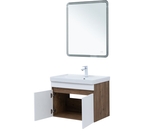 Тумба под раковину Aquanet Оптима 70 дуб рустикальный/белый сатин