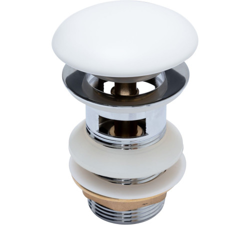 Донный клапан Aquanet белый матовый, с переливом