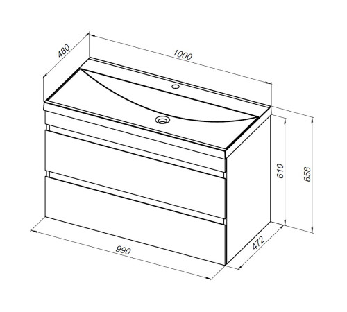 Тумба под раковину Aquanet Нота New 100 дуб веллингтон табак