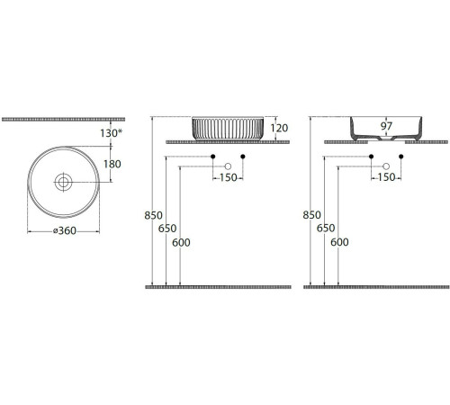 Раковина накладная Allen Brau Fantasy Line 36 4.11032.21 белый матовый