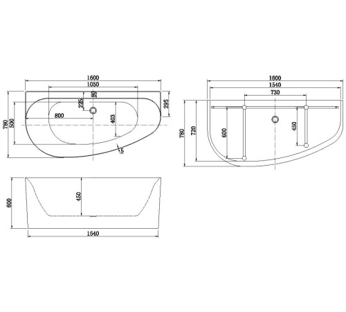 Акриловая ванна Allen Brau Priority 5 В 160x78 2.31005.21B