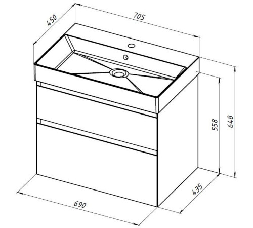 Тумба под раковину Allen Brau Infinity 70 1.210025.PGM платина матовый