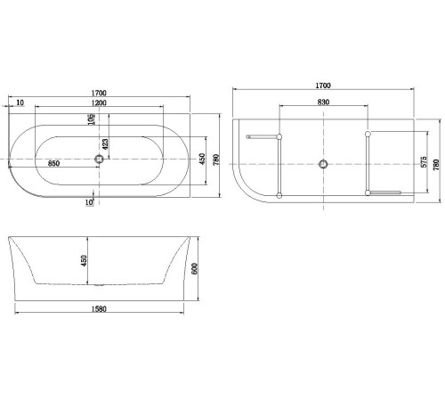 Акриловая ванна Allen Brau Priority 4 В 170x78 2.31004.21B