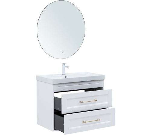 Тумба под раковину Aquanet Бостон new 80 белый сатин (ручки золото)