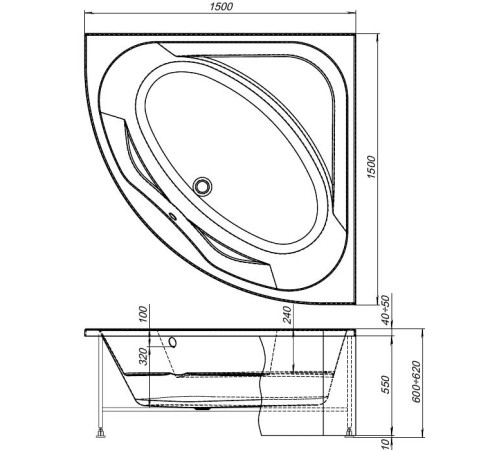 Каркас сварной для акриловой ванны Aquanet Vista 150x150