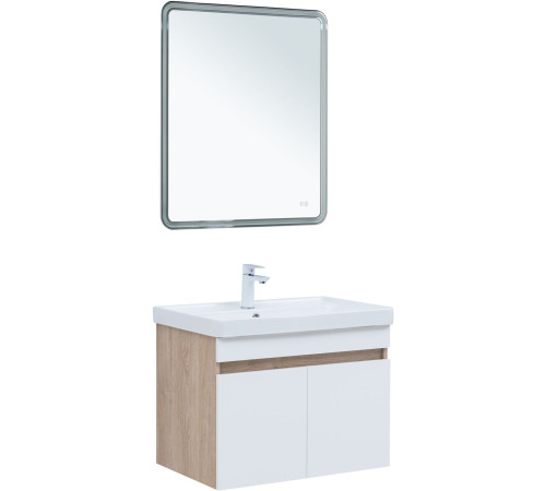 Тумба под раковину Aquanet Оптима 70 дуб светлый/белый сатин