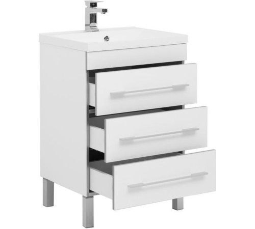 Тумба с раковиной Aquanet Верона 60 белый (напольная 3 ящика)