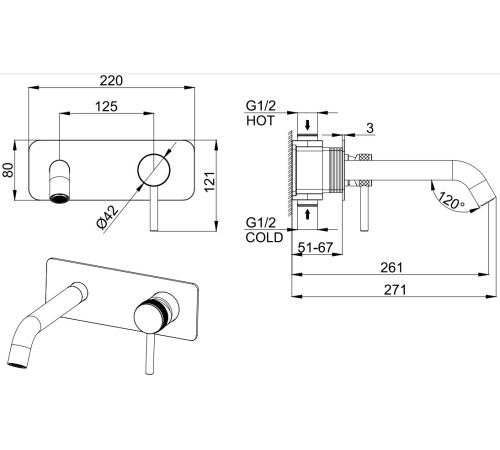 Смеситель для раковины Allen Brau Priority 5.31003-BN (с внутренней частью) никель браш
