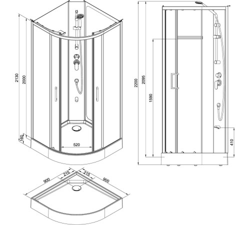 Душевая кабина Aquanet Passion R 2.0 90x90, прозрачное стекло