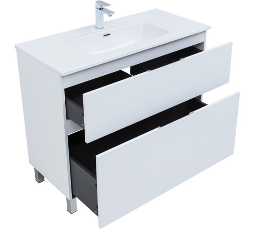 Тумба под раковину Aquanet Алвита New 100 напольная, белый матовый