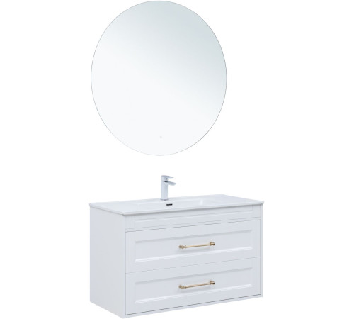 Тумба под раковину Aquanet Бостон new 100 белый сатин (ручки золото)
