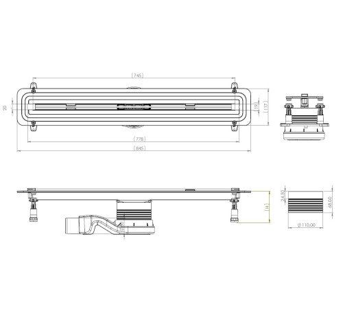 Душевой лоток Allen Brau Liberty 9.50001.SS 750 мм