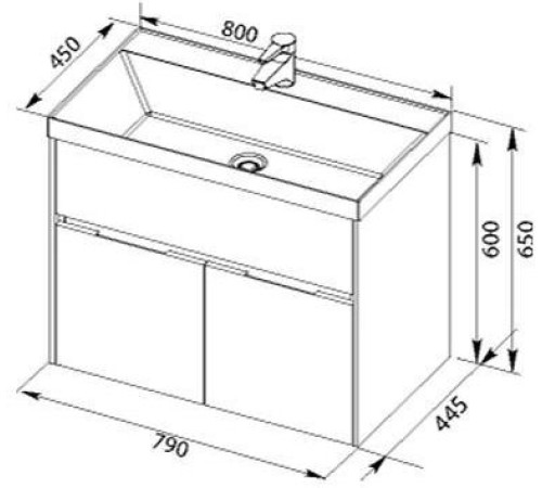 Тумба с раковиной Aquanet Латина 80 белый