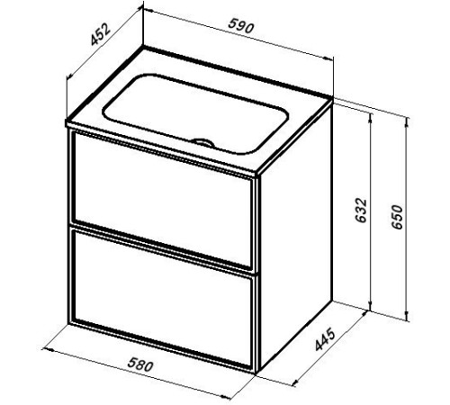 Тумба под раковину Aquanet Арт 60 ясень графит