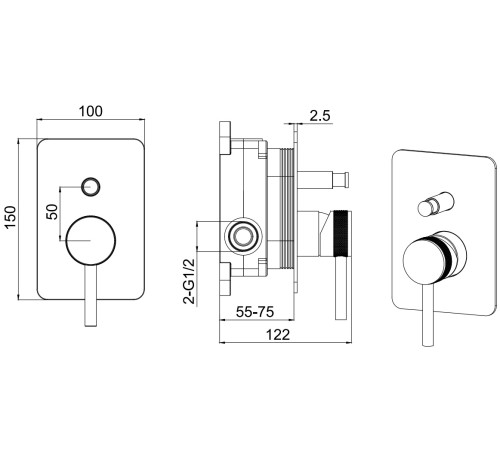 Смеситель для душа Allen Brau Priority X2 5.31011-00 (с внутренней частью, 2 выхода) хром