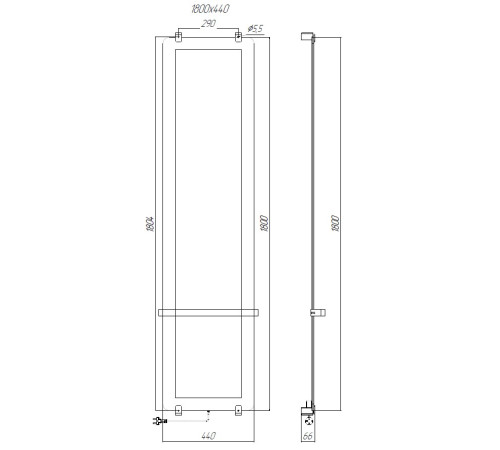 Полотенцесушитель электрический Allen Brau Infinity 180x44 с рейлингом и креплением, черный браш