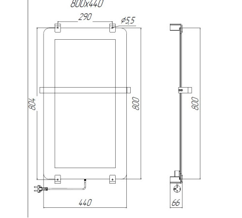 Полотенцесушитель электрический Allen Brau Infinity 80x44 с рейлингом и креплением, серебро браш