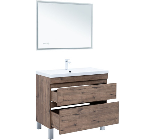 Тумба под раковину Aquanet Нота New 100 напольная, дуб веллингтон табак