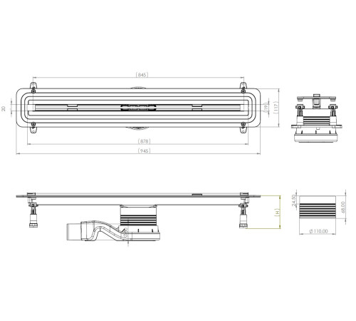 Душевой лоток Allen Brau Liberty 9.50002.SS 850 мм