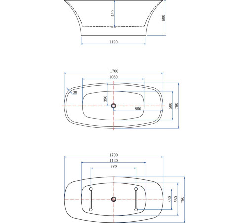 Акриловая ванна Aquanet Family Smart 170x78 88778-GW-MB