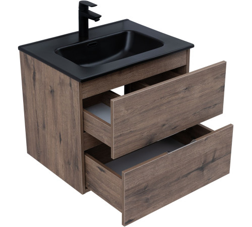 Тумба под раковину Aquanet Алвита New 60 2 ящика, дуб веллингтон табак