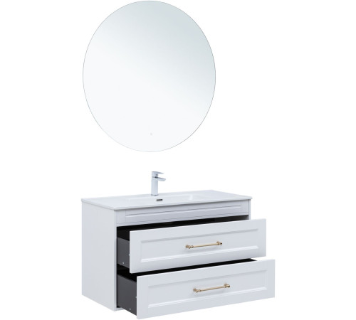 Тумба под раковину Aquanet Бостон new 100 белый сатин (ручки золото)