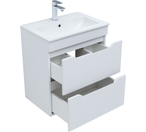 Тумба под раковину Aquanet Практика 60 белый матовый (2 ящика)