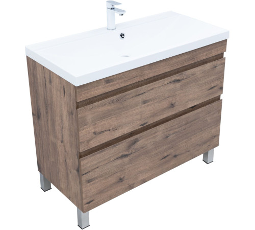 Тумба под раковину Aquanet Нота New 100 напольная, дуб веллингтон табак