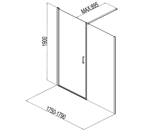 Душевая дверь Aquanet Cinetic 180, прозрачное стекло (AE12-N-90H190U-CT + AE12-F-90H190U-CT)