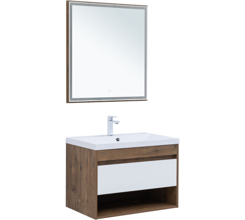 Тумба под раковину Aquanet Тренд 75 дуб рустикальный/белый сатин