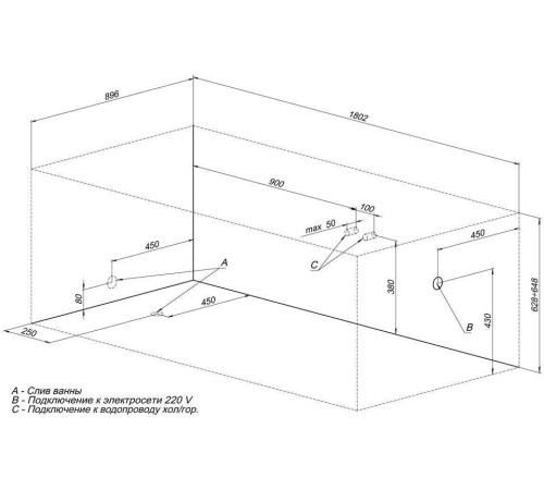 Акриловая ванна Aquanet Grenada 180x90