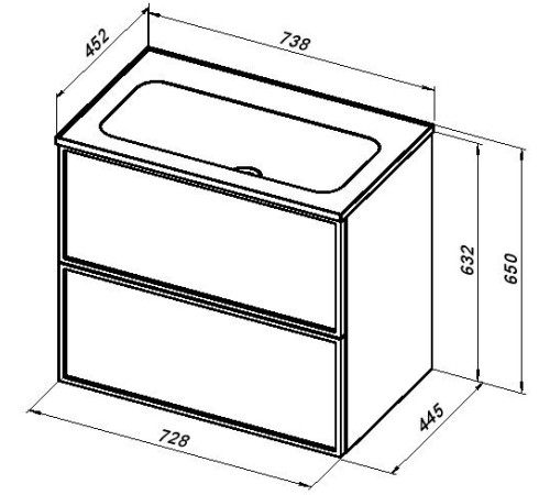 Тумба под раковину Aquanet Арт 75 ясень графит
