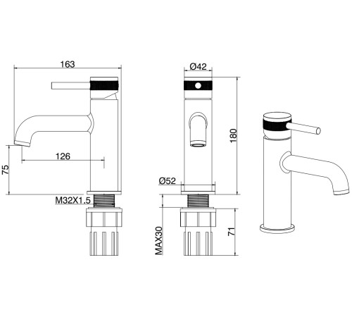 Смеситель для раковины Allen Brau Priority 5.31001-31 черный матовый