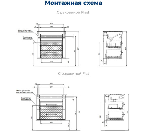Тумба под раковину Aquanet Бостон new 70 белый сатин