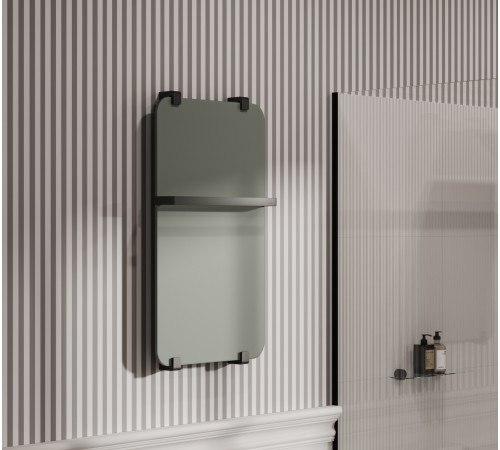 Полотенцесушитель электрический Allen Brau Infinity 80x44 с рейлингом и креплением, черный браш